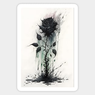 Gothic Black Rose Abstract Watercolor Design Magnet